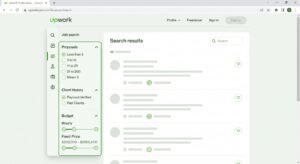 Upwork job search filters for proposals, client history, and budget