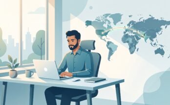 Pakistani professional working remotely on a laptop for a US-based client