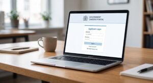 NPFTAS portal login screen for FIA job applications